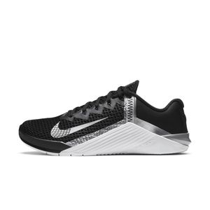 Nike Metcon 6 Gym Lifting Weight Training Shoes WMNS sz 7.5 Black Silver & White